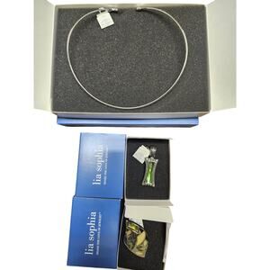 Lia Sophia 2 slides/Pendants and Silver cuff necklace NIB